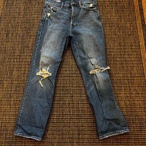 GAP Women's Distressed Straight Leg Denim Jeans